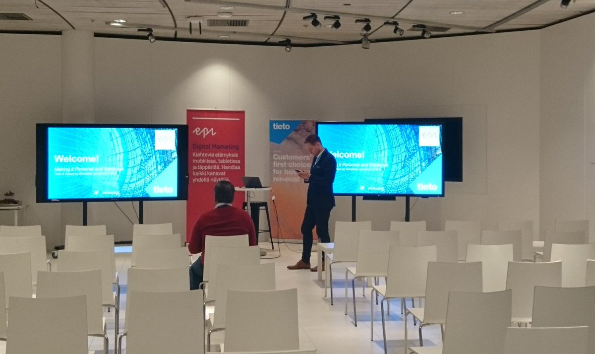 Lisette_lf's tweet photo. Getting all set for our breakfast seminar with @tieto in their very cool office here in Helsinki! #episerver #FinTechCx https://t.co/KFapfugVJt
