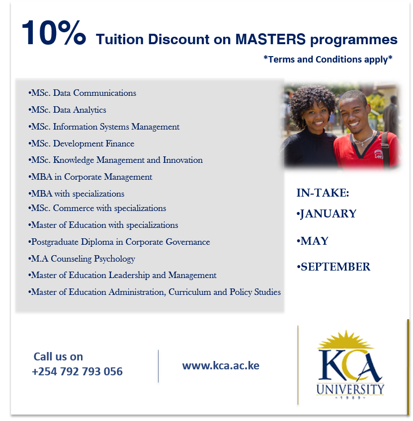 kcauniversity's tweet photo. Enjoy 10% tuition discount on all our Masters programme. Apply TODAY for May 2018 intake. https://t.co/mqgLX1unZD