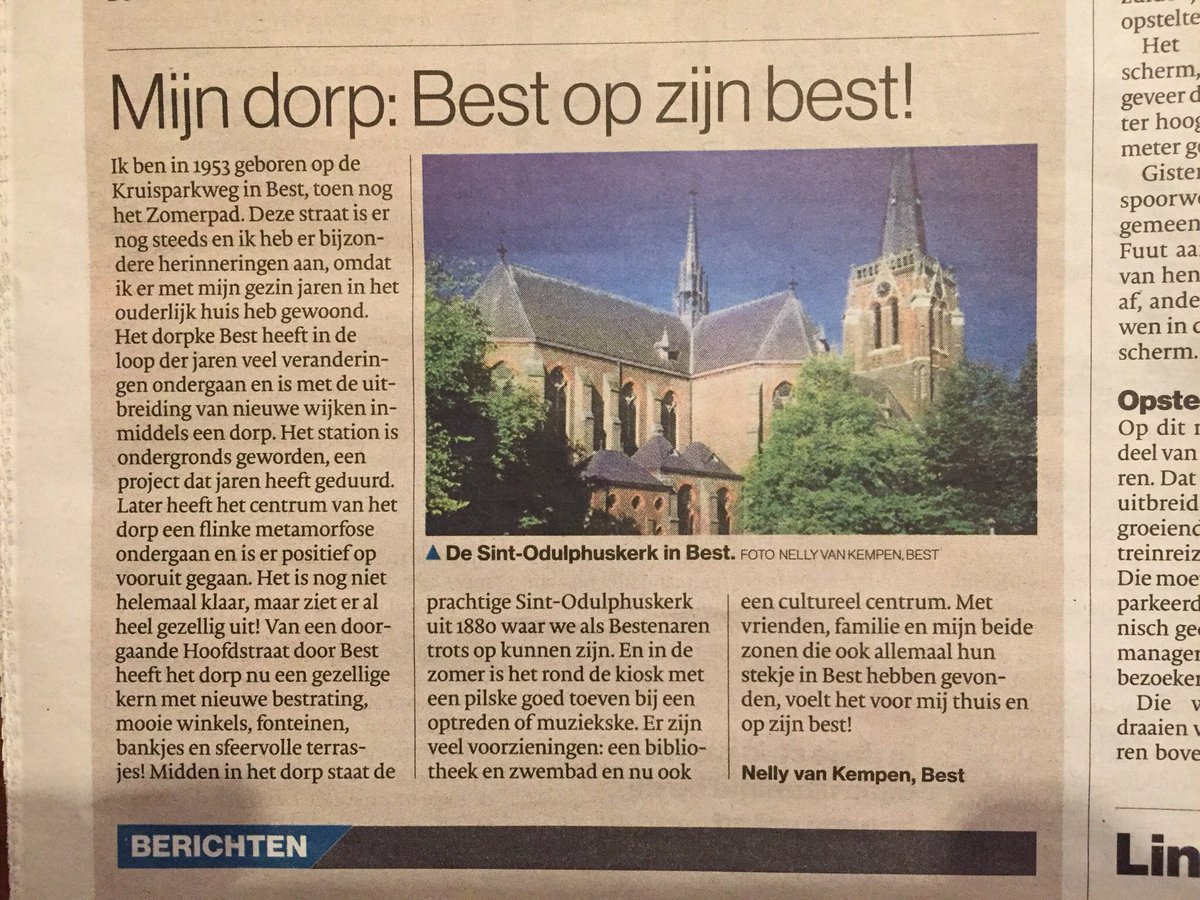 Vaak alleen aandacht voor negatieve dingen maar kijk wat een mooie brief vandaag <a href="/ED_Regio/">Eindhovens Dagblad</a> over <a href="/GemeenteBest/">Gemeente Best</a>