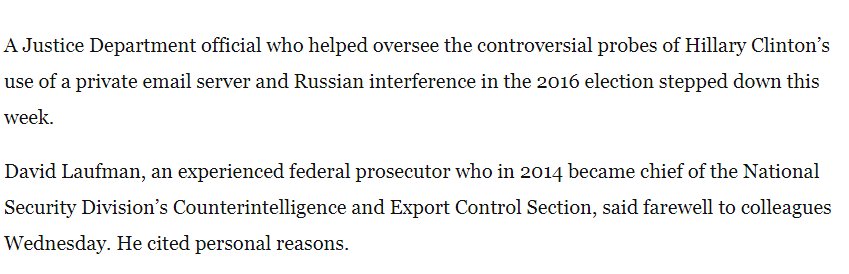 Freelassie's tweet photo. @TheLastRefuge2 "personal reasons"
#Laufman
#DOJ
#HillaryInvestigation
#Russia
#shadowGOVT https://t.co/fCtf4K02ta