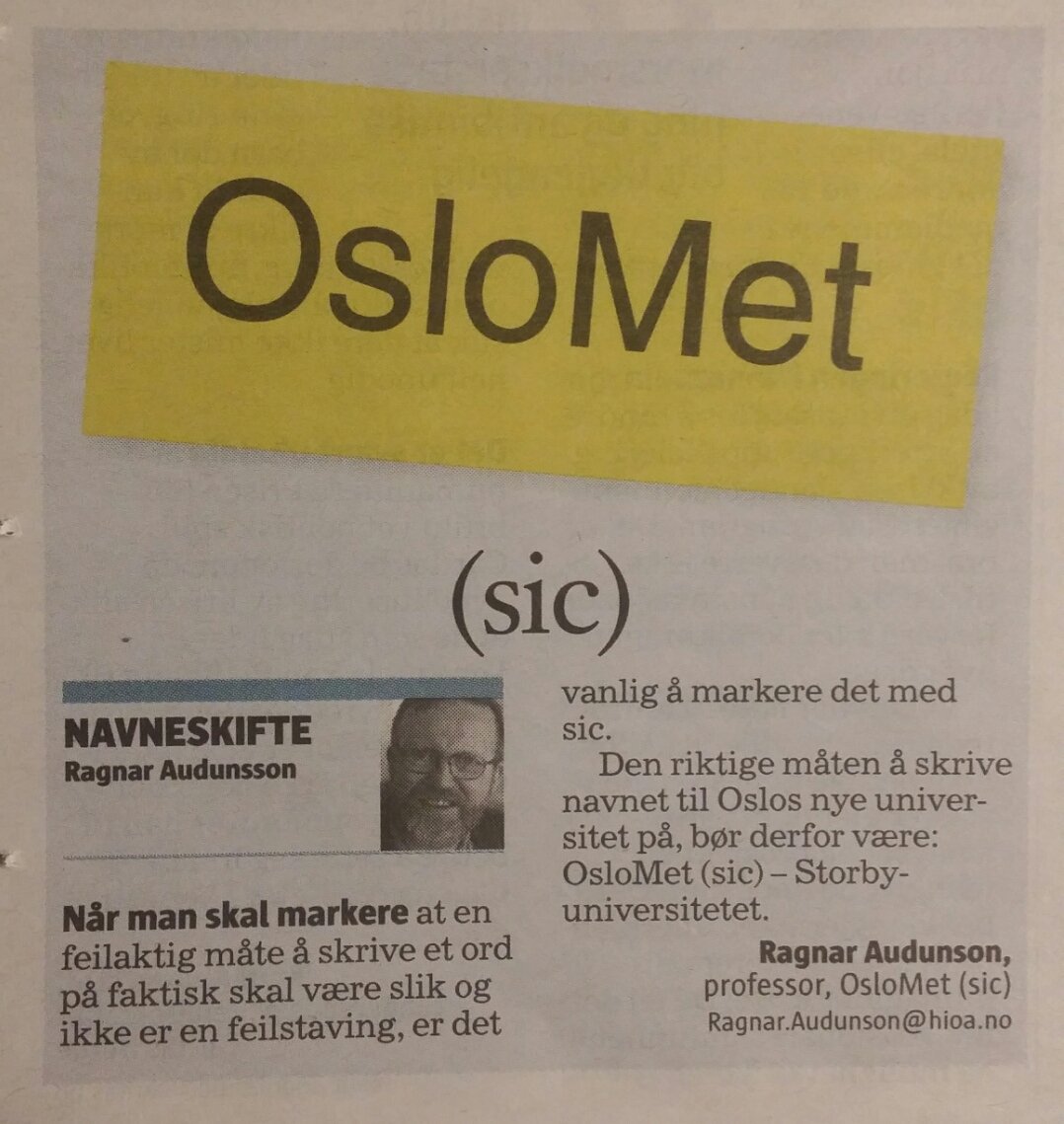 Dette er morsomt. 
#OsloMet (sic) #klassekampen