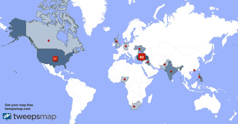 GreetingGiant's tweet photo. My followers are in Turkey(36%), USA(19%) Get your free map https://t.co/DaP4f126ys https://t.co/LtelvowVqJ