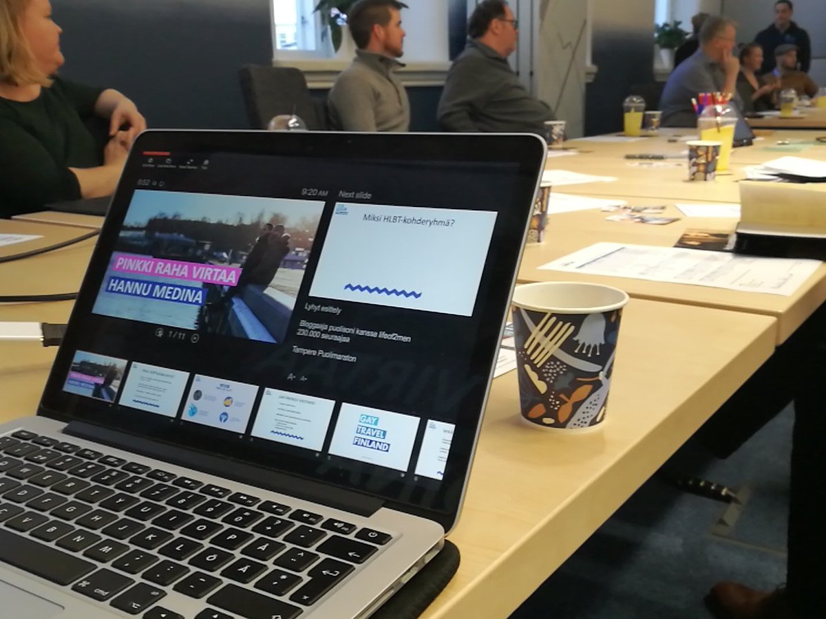 visitgayfinland's tweet photo. A day with @VisitTampere partners talking about #lgbttravel and values and communication in social media with @hurjamedia https://t.co/oAyVbtf5uk