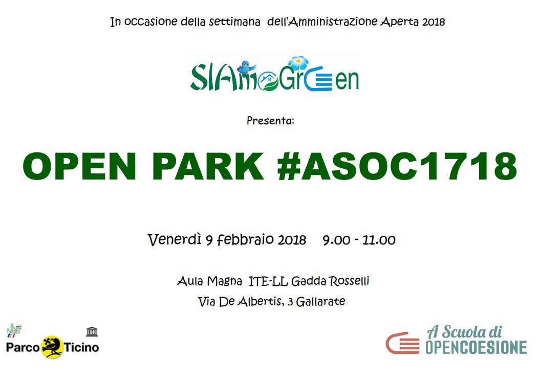 SIAmoGreen's tweet photo. Ecco la locandina in occasione del nostro evento che si terrà domani presso l'aula magna del nostro istituto Gadda Rosselli di Gallarate (VA).😁 @OpenCoesione @AgenziaCoesione #ASOC1718 @ferraf24 @ED_Lombardia https://t.co/BZytJk1zVD