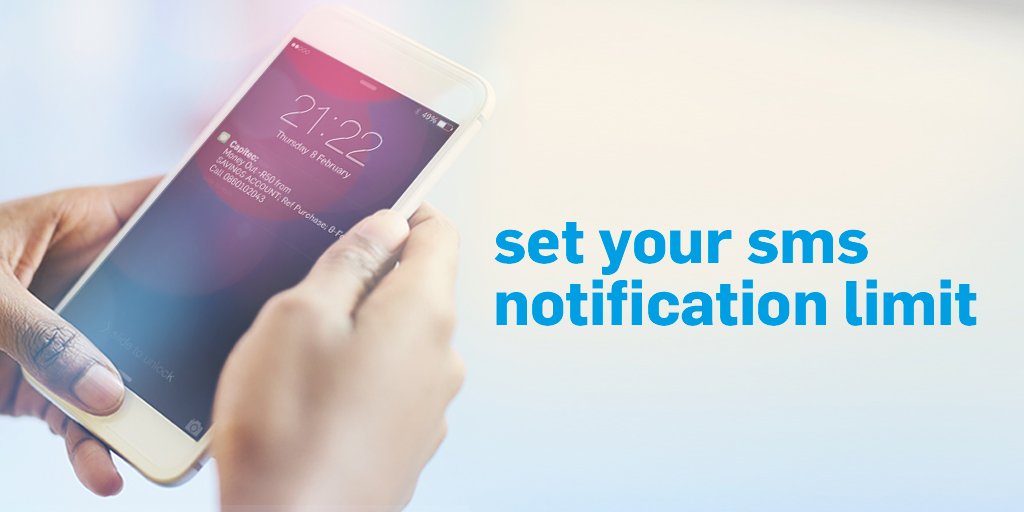 CapitecBankSA's tweet photo. #FinTip: Did you know, you can now receive SMS notifications for transaction amounts under R100? Set it up on the app, Internet banking or by visiting the branch. #BankBetterIn2018 https://t.co/phk6vxGRRJ
