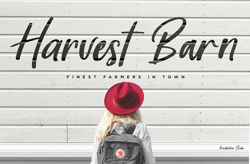 konsstudio's tweet photo. Try our latest Harvest Barn DEMO font here : https://t.co/oQUlmON1SA #font #fonts #typeface #typography #free #freedownload #resources #graphicdesign https://t.co/h2qdXn1n0Q