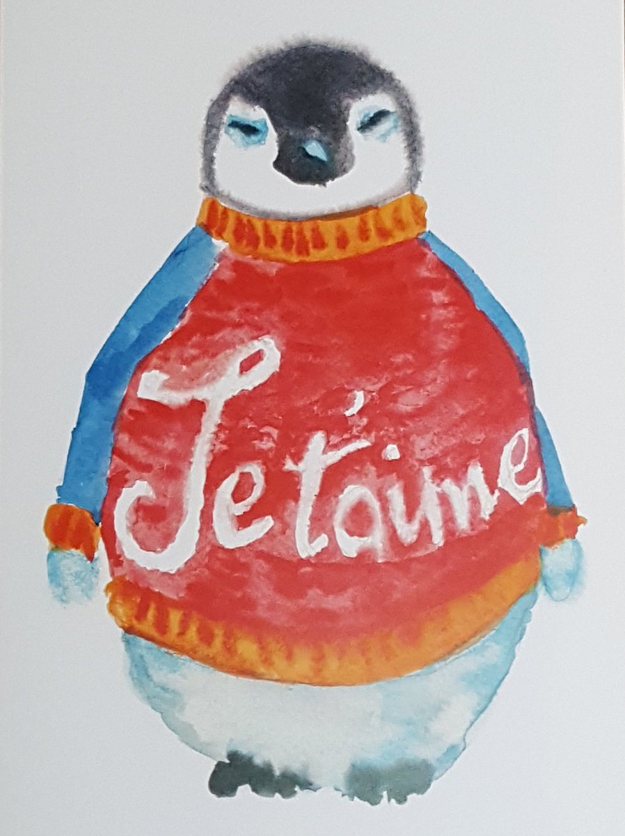 Cute french penguin Valentine's card by local artist Rosie Webb <a href="/glosrdcentral/">glosrdcentral</a> <a href="/bishmatters/">Bishopston Matters</a> <a href="/GlosRdArtBanner/">GlosRdArtBanners</a> <a href="/BristolPound/">Bristol Pound</a> <a href="/GloucesterRoad/">Gloucester Road</a>
