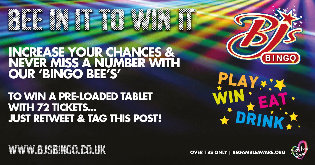 BjsBingoLeigh's tweet photo. 🐝Feel the buzz & never miss a number with our ‘Bingo Bees’ tablets, pre-loaded with 72 tickets! 🍯 For your chance to win, just RT & tag your best bingo bud.
https://t.co/Az2OUKNRuU
#Leigh #Bingo #BJsBingo #FeelTheLove https://t.co/8SVZLJil7n