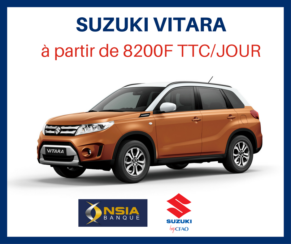 ➡️ Demandez votre financement aujourd'hui (avant le 28 février) : bit.ly/2GvhjU6 
Sans apport, remboursement jusqu'à 5 ans. Pour les particuliers et les entreprises 🙂
📣STAND NSIA AUJOURD'HUI à SUZUKI BY CFAO 📍#civ #abidjan #civ225 #team225 #suzukibycfao