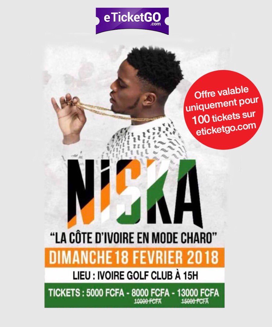 Dylouuu_'s tweet photo. Sois parmis les 100 premiers a acheter ton ticket sur eticketgo pour pouvoir bénéficier de la réduction🔥🔥charo c'est charo.
#AbidjanCharo
#ConcertCommando
#Niska18Fevrier
#Belead4Niska https://t.co/saloxF7wtL