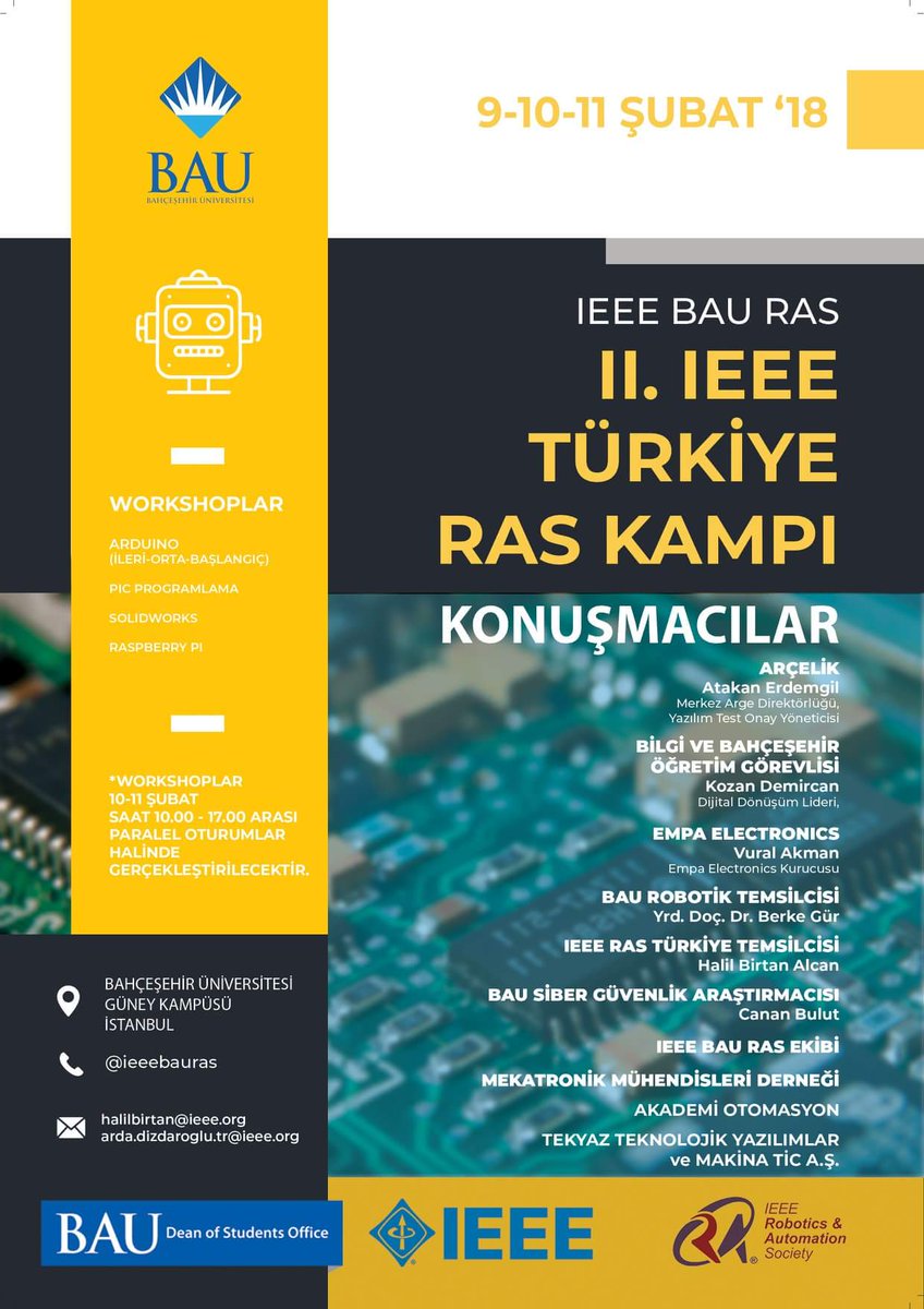 2. IEEE Türkiye RAS Kampı etkinliğine son 1 gün kaldı! Yarın görüşmek üzere!