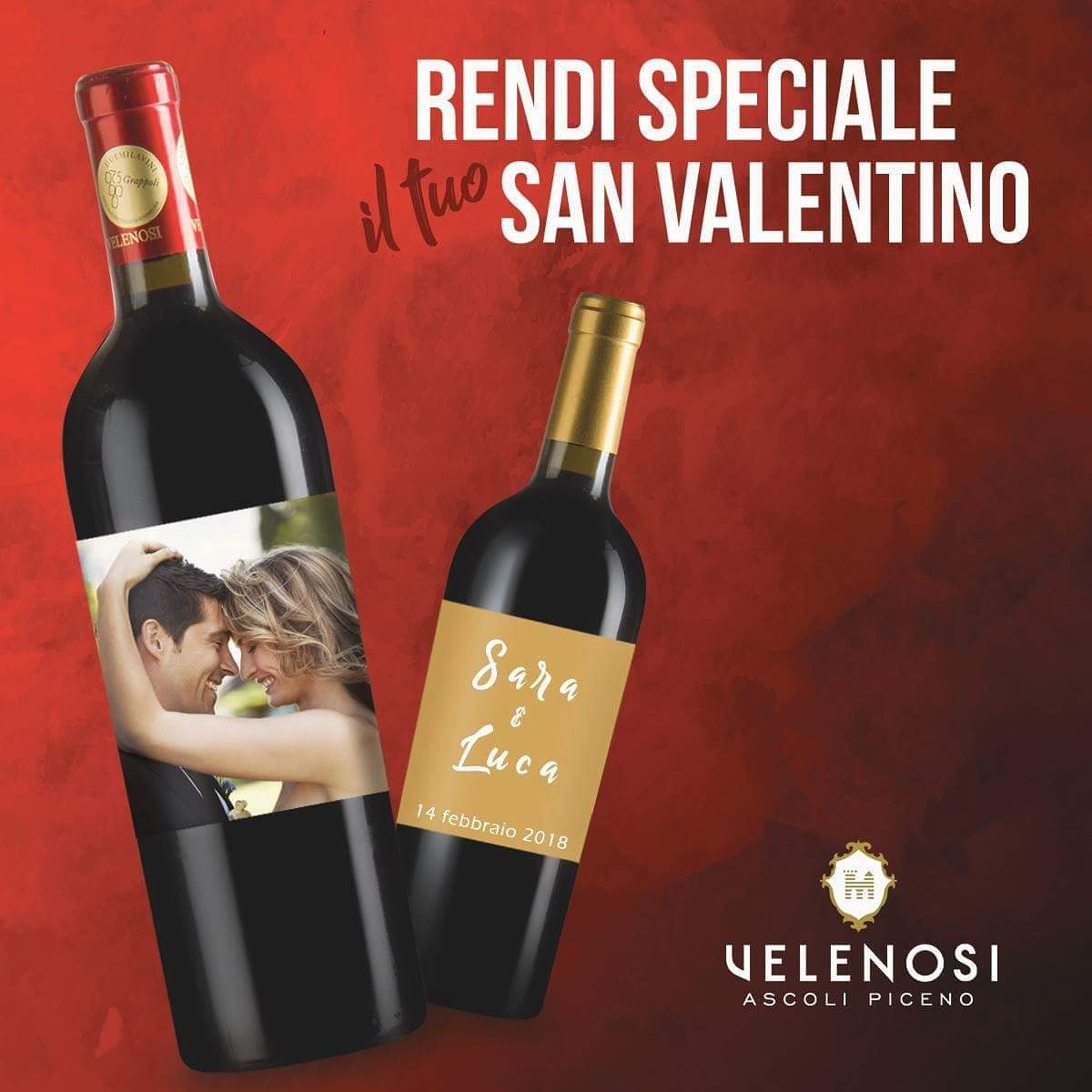 How will you suprise your partner this year?
We have an idea to suggest to you: customize your favourite bottle of Velenosi’ wine with a pic or a dedication to your partner! ❤️
Call us at 0736.341218
Or write us at info@velenosivini.com #ValentinesDay