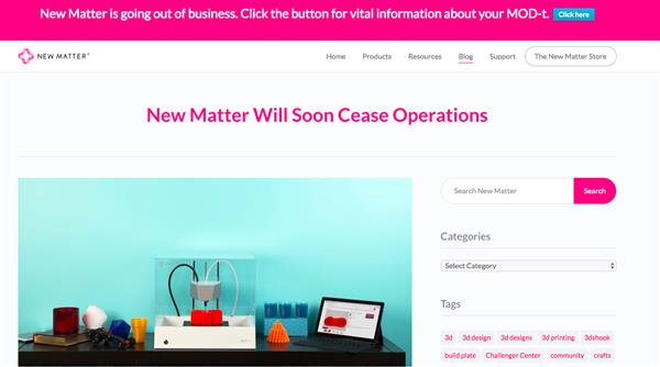 3dersorg's tweet photo. New Matter shutting down at end of Feb, concern for MOD-t 3D printer users ๐ง https://t.co/zaZP7ocSui #3Dprinting #newmatter #3dprinter @newmatter https://t.co/QcFYcaFBEl