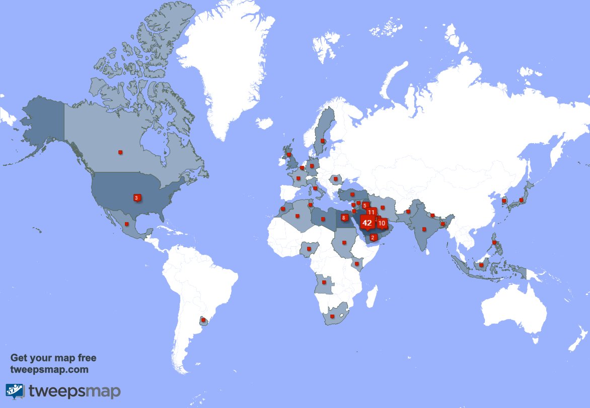I have 3 new followers from Egypt last week. See tweepsmap.com/!Rimmmah20