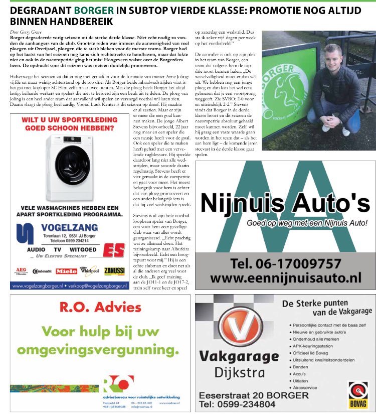 SVBorger0599's tweet photo. SV Borger in de media. Deze week in @WeekinWeekuit: Avondje arbitrage en interview met @albertstevens96 #BorgerLeeft #4E https://t.co/JO6m6Xfk5h