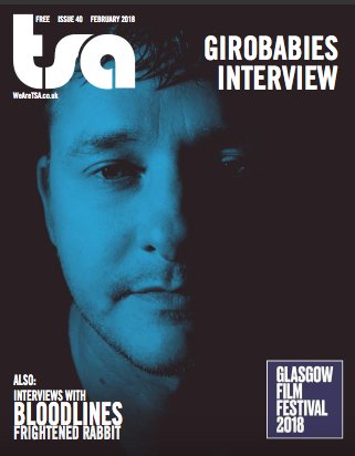 That's our 40th! edition of TSA out across central Scotland from today. 

Featuring interviews with <a href="/Girobabies/">Girobabies</a> <a href="/FRabbits/">Frightened Rabbit</a> @bloodlinesUK and <a href="/Hellfiredude/">jamie mcdermid</a>'s pick of the month Overhaul.

 Pick it up from your usual spot or clicky here >>> bit.ly/TSAissue40