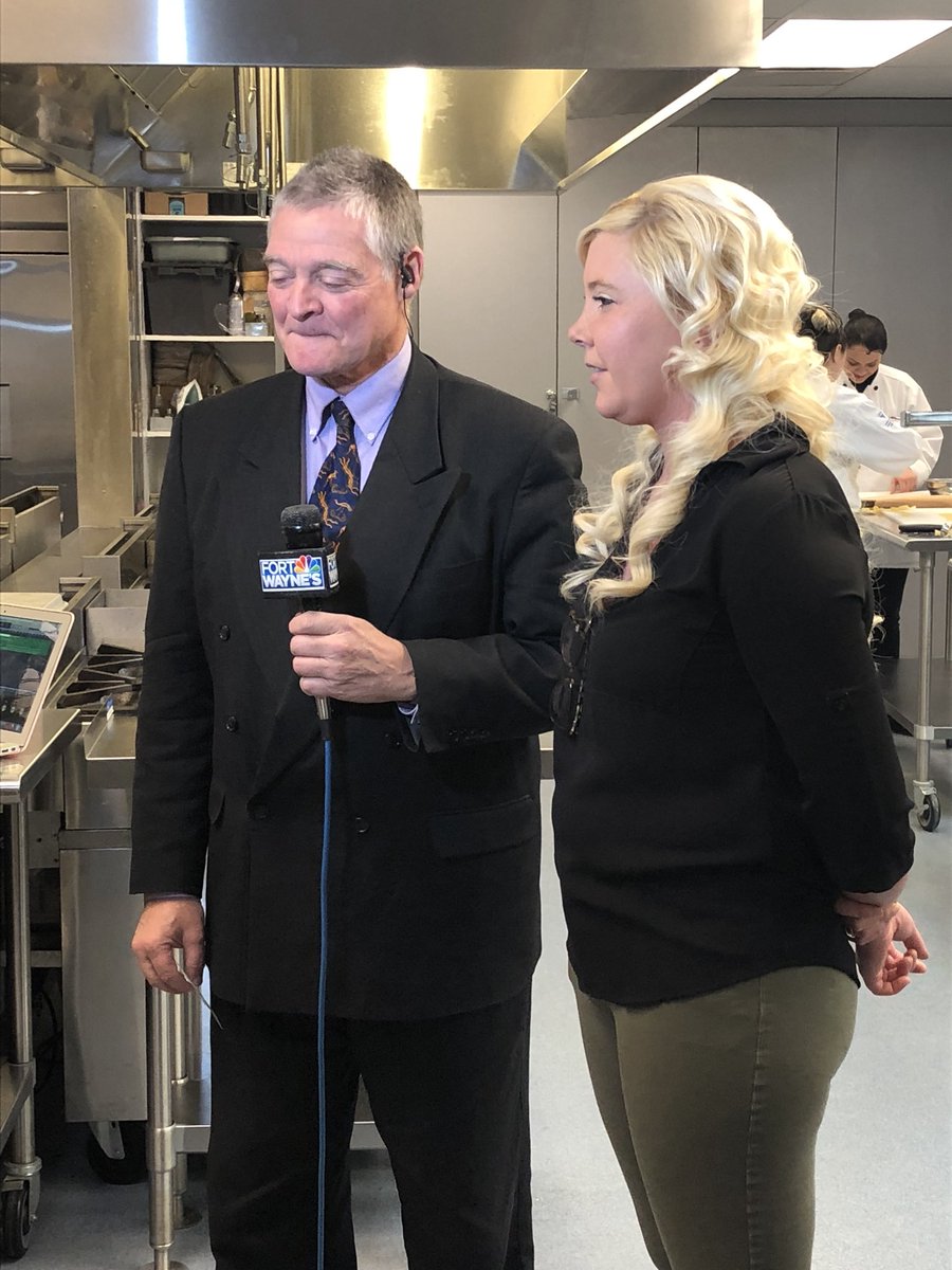 PurdueFWNews's tweet photo. IPFW student Ashley Gutknecht being interviewed live by @KentHormann for @FortWaynesNBC about this senester’s Student-Run Restaurant @DoppioZeroFW. https://t.co/TwTqmQJJsT