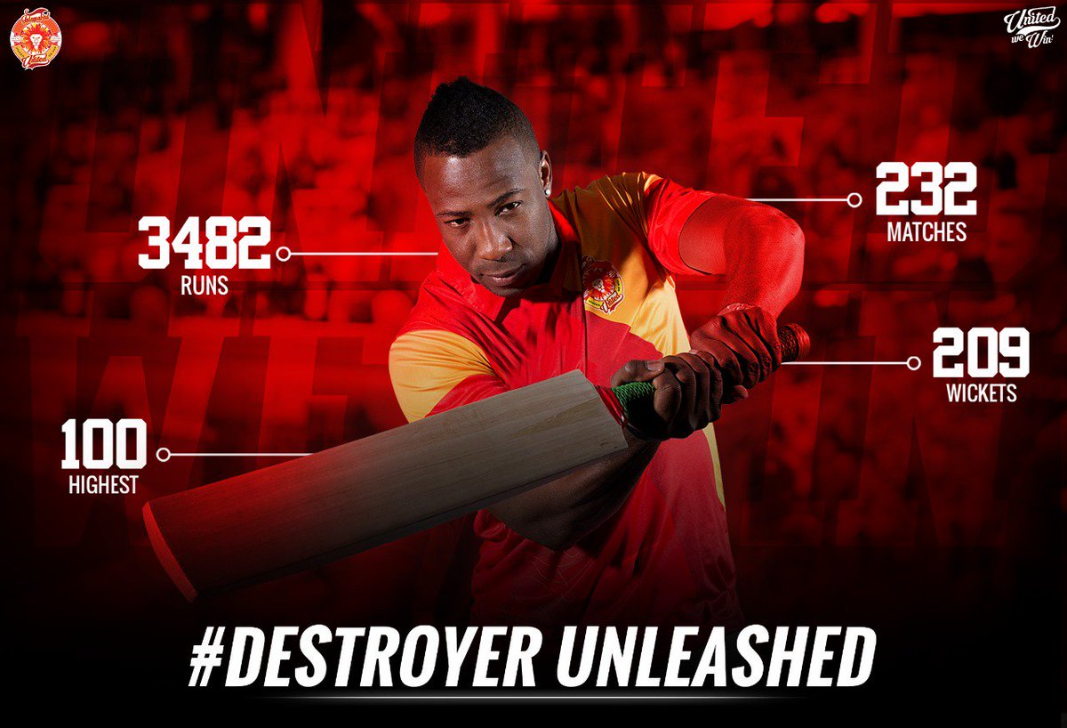 #DESTROYER UNLEASHED! The one and only @Russell12A is back for more! What are your predictions for him in PSL 3? #UnitedWeWin #SherKiDhaar #DimaghSe