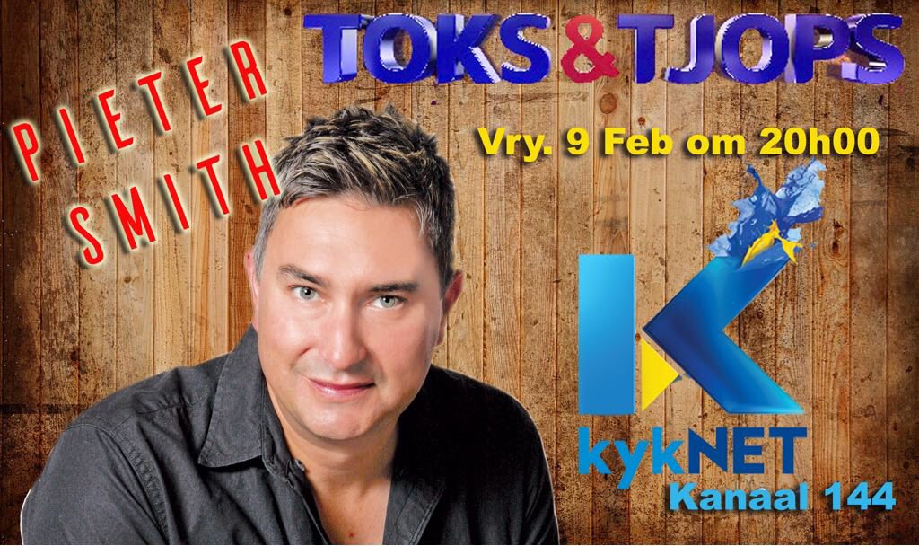 <a href="/SmithPieter/">Pieter Smith</a> is Vrydagaand op <a href="/ToksnTjops/">Toks 'n Tjops</a> . Moet dit nie misloop nie! <a href="/toksvdl/">Toks van der Linde</a> <a href="/BreytonPaulse/">Breyton Paulse</a> <a href="/janinasays/">Janina Oberholzer</a> <a href="/NvR_Management/">NvR Management</a>