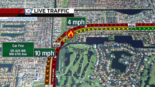 Car fire causing heavy delays on SR-826 EB/WB approaching Big Curve! #traffic https://t.co/0eiCe7VVs4