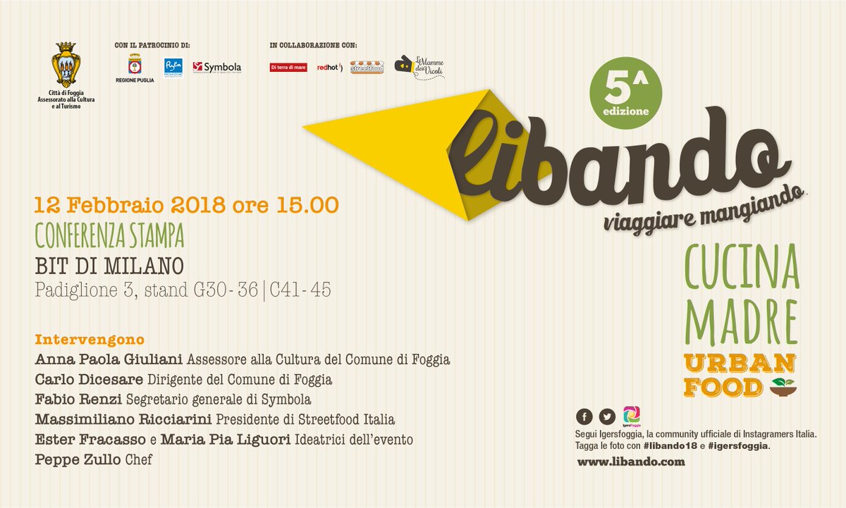 PopCornPress1's tweet image. La 5^ edizione di @libando_fg sarà presentata alla @bitmilano 👉popcornpress.it/libando-viaggi…
#foggia #libando2018 #CucinaMadre #bit2018