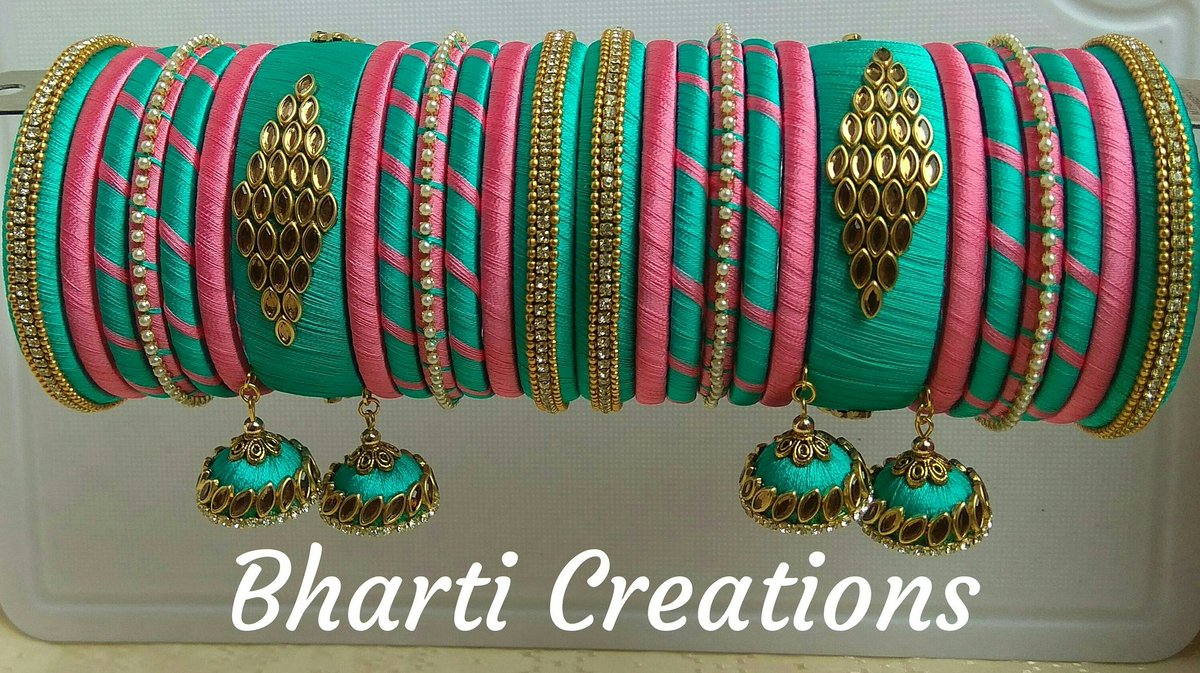 BC_SilkThread's tweet photo. Hand-crafted silk thread jewellery Bangle set in combination of Rama and Peach Pink colour as indicated in the picture.

Can be customized according to your choice of color. Order now on WhatsApp @9979081686

#SilkThreadJewellery #SilkThread #SilkThreadBangleSet #SilkThreadBangle https://t.co/1NVVDHBBzg