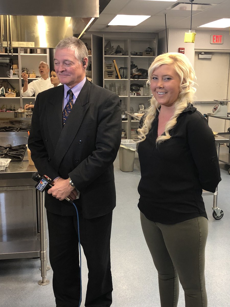 PurdueFWNews's tweet photo. Round two of live interviews with IPFW student Ashley Gutknecht and @KentHormann for @FortWaynesNBC about this semester’s Student-Run Restaurant @DoppioZeroFW https://t.co/NepR40dWjf