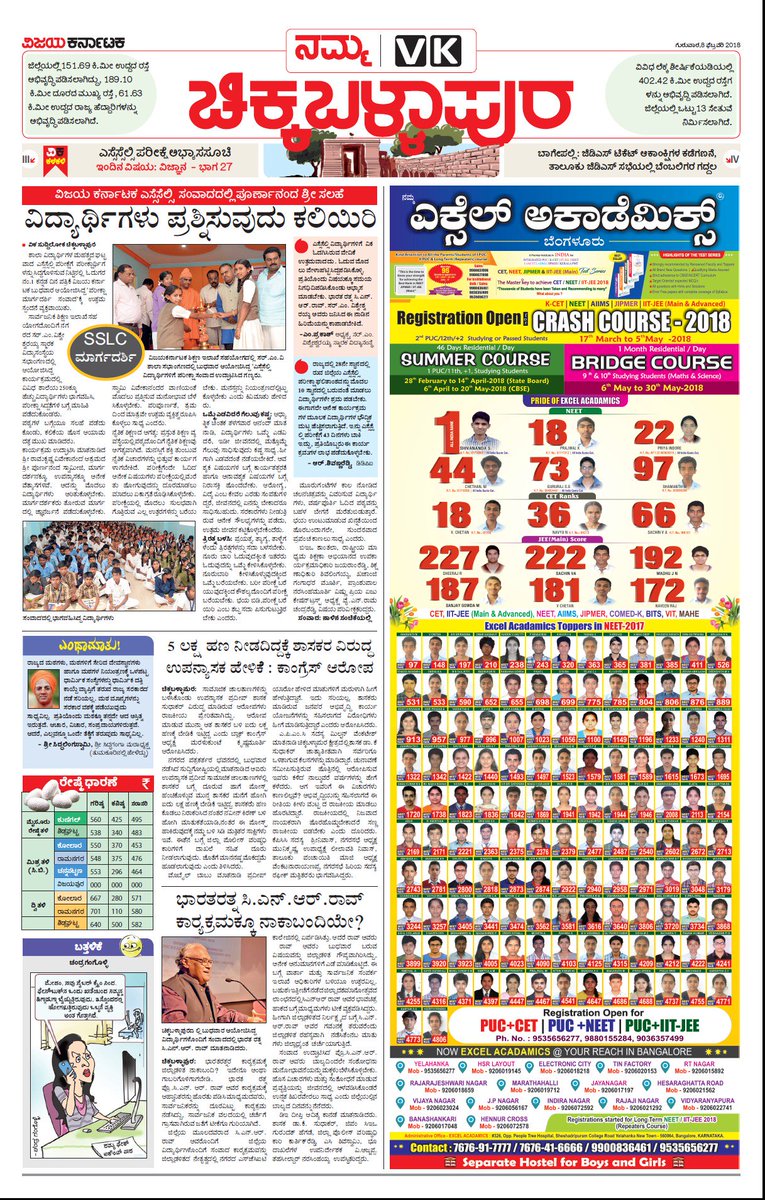 today's front page of #nammachikkaballapura @kariswamy_k <a href="/HRMMCL_VK/">MMCL HR</a> <a href="/Vijaykarnataka/">vijaykarnataka</a> #chikkaballapura