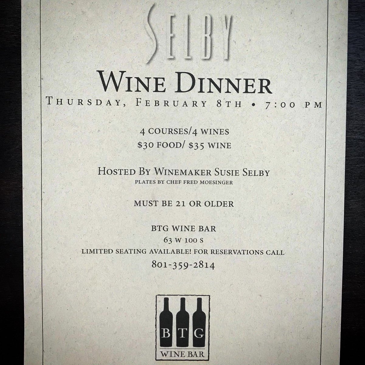 Tonight, a chance to meet winemaker Susie Selby of <a href="/SelbyWinery/">Selby Winery</a>, seen here during one of our staff trips to CA wine country. 7pm. Cheers! 🍷#winedinner <a href="/LibationSLC/">Libation</a> #womeninbusiness