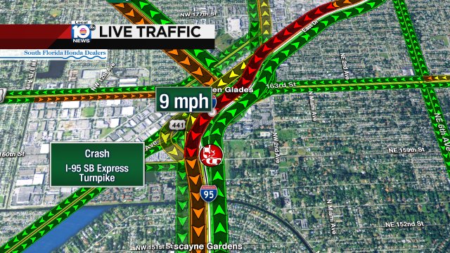 Crash on I-95 SB Express at Turnpike #traffic https://t.co/aOgmGjMSt3