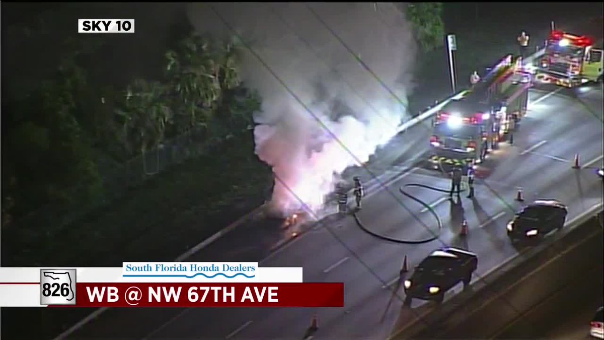 Car catches fire on Palmetto Expressway, snarling westbound traffic near NW 67th Ave. bit.ly/2FVy4Xw?utm_so… https://t.co/mNpg5UFPaM