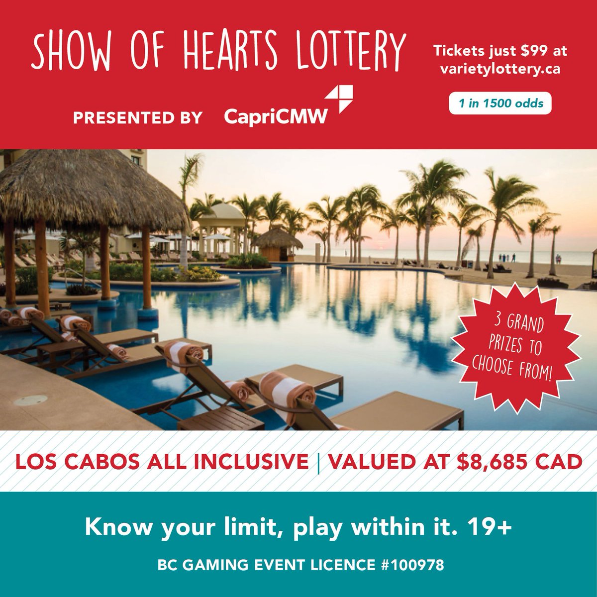 CMWInsurance's tweet image. We're the proud sponsor of this year's @VarietyBC #ShowofHearts Lottery! It's your last few days to get tickets! Catch the Telethon live on @GlobalBC Feb 11 from 9:30am to 5:30pm and the prize draw on Feb 12 during Global News at Noon bit.ly/2EJtVp2