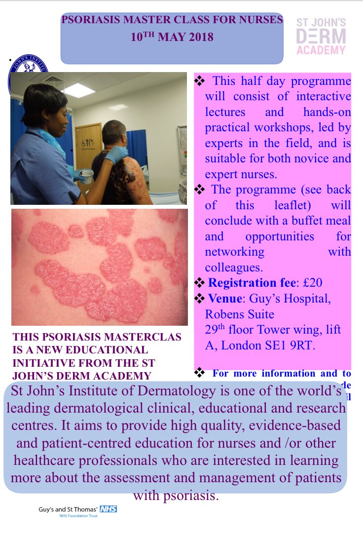 Registration is now open for our exciting master class for nurses! Please contact me to reserve a space or for more information. Please retweet to help publicise!