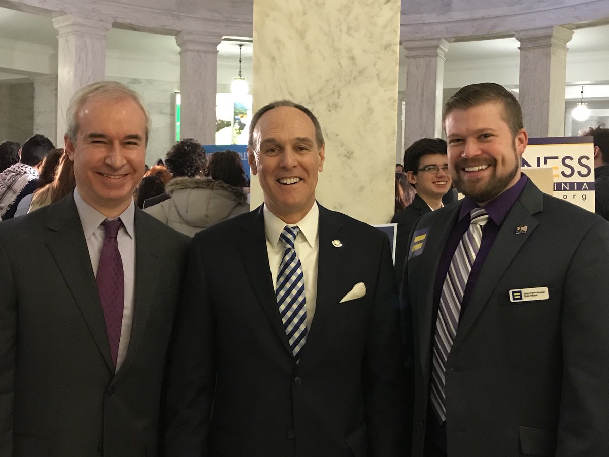 HRC with Andrew Schneider of Fairness WV and Senate President Mitch Carmichael (R).