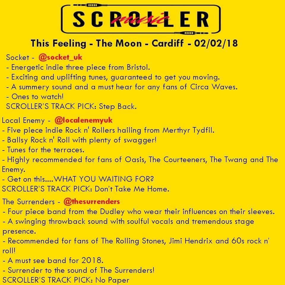 ScrollerMusic's tweet image. ⚡SCROLLER MUSIC REVIEW⚡
We checked out @The_Surrenders headline gig for @This_Feeling at @TheMoonCardiff with support from @LocalEnemyuk &amp;amp; Socket #scrollermusic #thisfeeling #themooncardiff #thesurrenders #localenemy #socketuk #newmusic #onestowatch #musicreviews #cardiffmusic