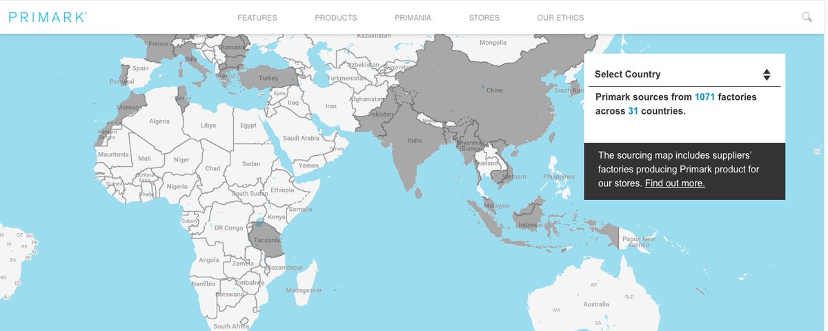 Fash_Rev's tweet photo. Well done @Primark for telling us #whomademyclothes by publishing an interactive map of your suppliers. More points for this year's Fashion Transparency Index! Would now like to see this also available in a searchable format https://t.co/W25IaVF9fb #imadeyourclothes https://t.co/jU3KdkaYkl