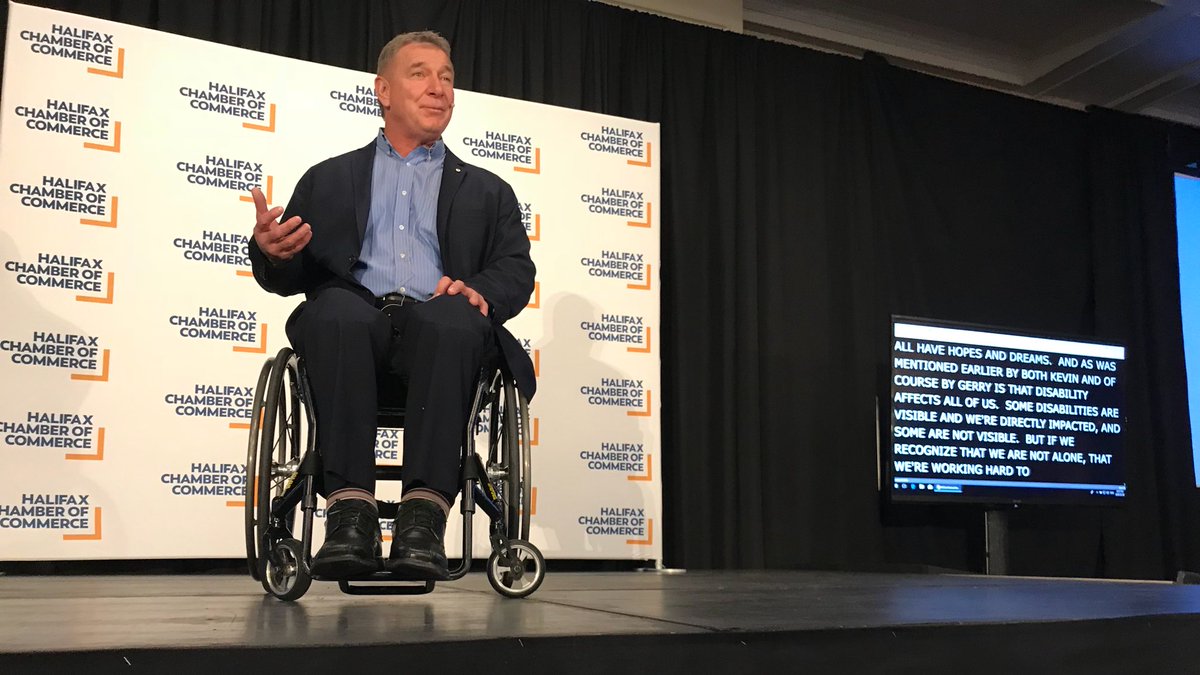Mark_Fraser's tweet photo. What an inspirational speaker. Rick Hansen has a tremendous story to tell, and we should all hear it. #HCCAccess #accessibility @halifaxchamber https://t.co/Z7Vn3JOqcs