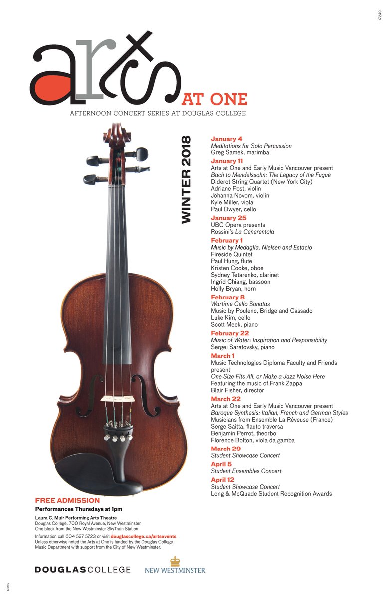 DouglasArts's tweet photo. Today @ 1pm #MuirTheatre @douglascollege #NewWest: Wartime Cello Sonatas feat. Luke Kim w/ Scott Meek on piano. FREE! Last #ArtsatOne until Feb 22 #newwestevents #yvrconcerts #newwestminster https://t.co/Nf5EboEHRG