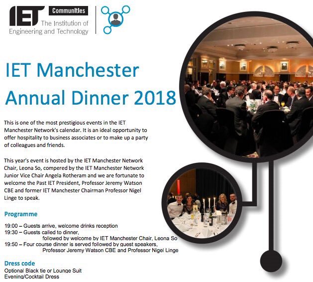 .<a href="/IETManchester/">IET Manchester</a> annual dinner host by <a href="/lwyso/">le</a> will take place on Thur 15th March <a href="/RBEhotels/">RadissonBluEdwardian</a> Manchester, find out more and book a table or sponsor us! theiet.org/events/local/2… <a href="/IETMcrYP/">IET YP Manchester</a> @IETevents
