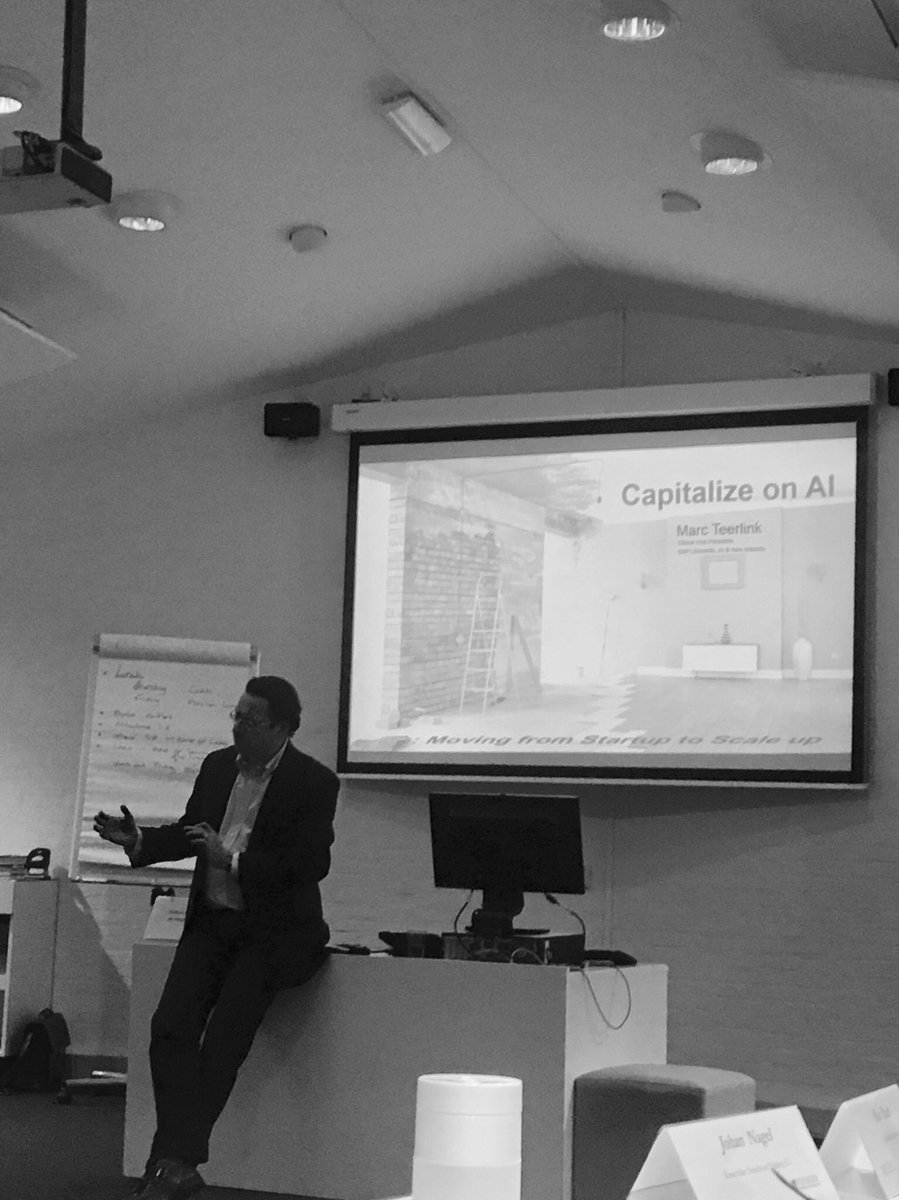 JesJi's tweet photo. Learning more about AI from the expert himself @marcteerlink at Nyenrode business university #capitalizingai #leonardo #watson #ai https://t.co/sQTkifE0MR