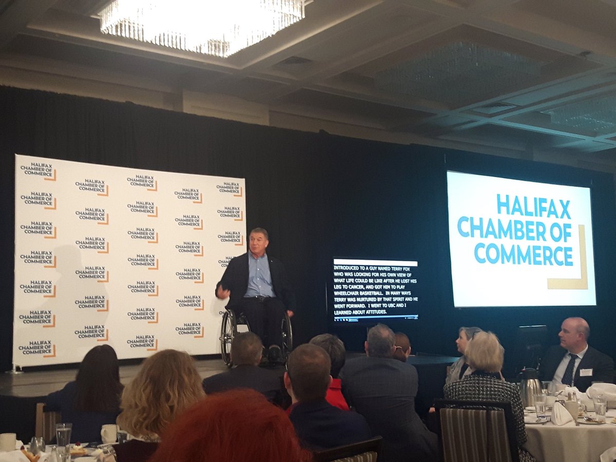 NSHumanRights's tweet photo. The Man in Motion Rick Hansen in #Halifax today, inspiring all to build a more accessible city and a more accessible #NovaScotia. #HCCAccess https://t.co/pDUGaewhpb