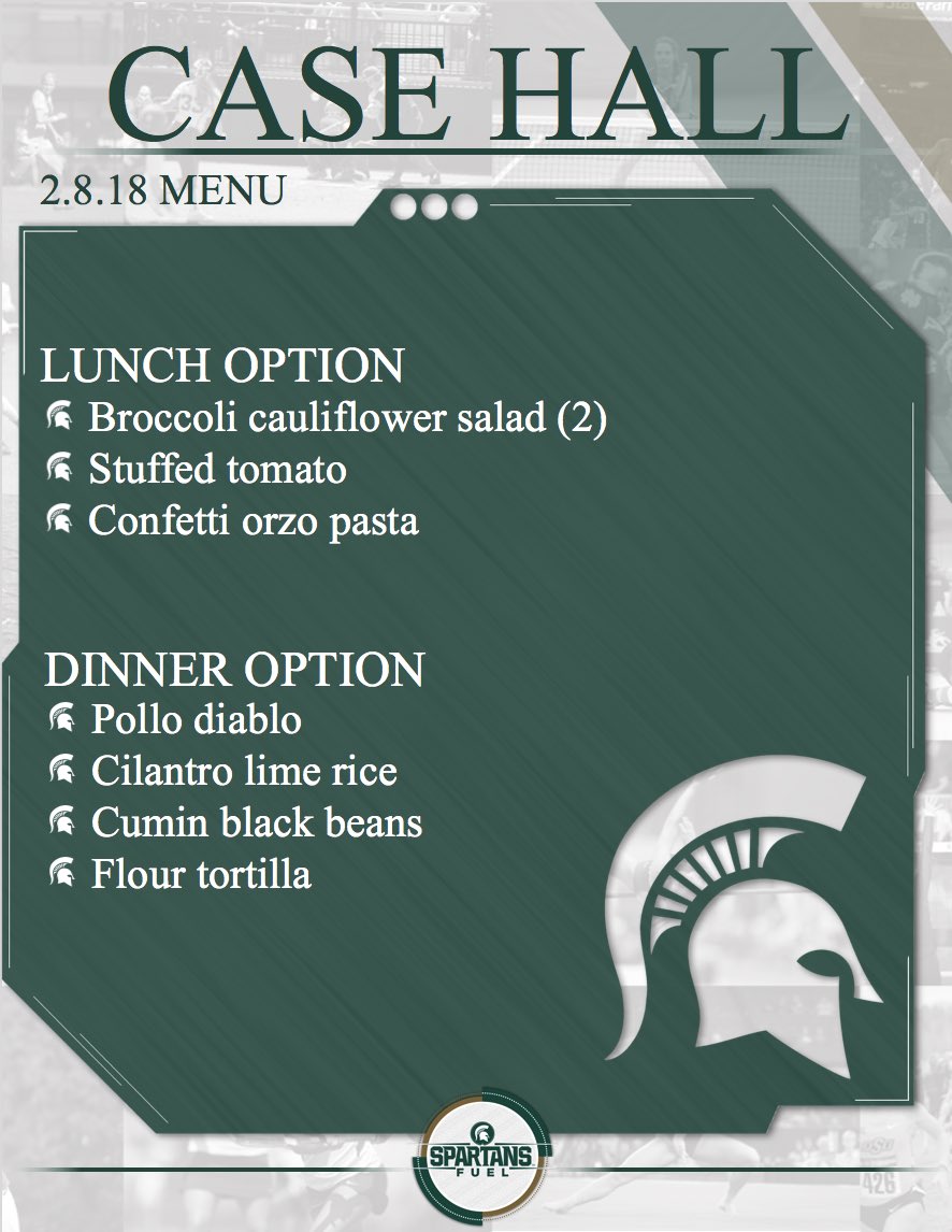 SpartansFuel's tweet photo. ⏰ to eat? Try one of these meal options at #CaseHall today. #SpartansFuel⛽️ https://t.co/zM6kSXoOs8
