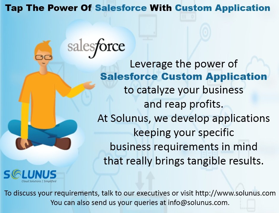solunusinc's tweet image. Tap The Power Of #Salesforce With #CustomApplication. Leverage the power of #SalesforceCustomApplication to catalyze your #business and reap #profits. 
For More Info visit @ solunus.com.