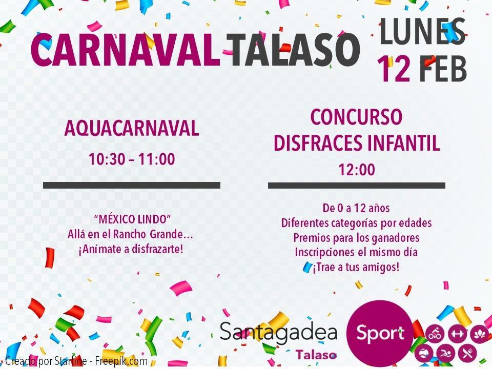 #Carnaval en #SantagadeaSportTalaso

El lunes 
Especial #Aquagym
#ConcursoInfantil de #Disfraces

Ven a pasarlo con nosotros!