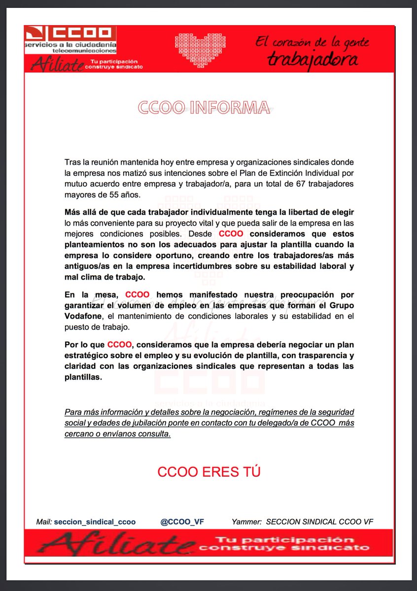 ccoo_vf_ono's tweet photo. *** Reunión negociación plan extinción individual mutuo acuerdo.***
#CCOOinforma #CCOOseMUEVE #ExigeCCOO https://t.co/2vHElsjLCu