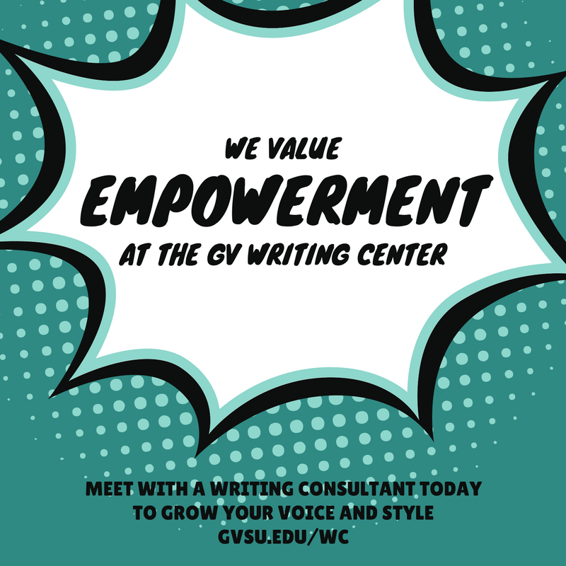 GVWritingCenter's tweet photo. Visit https://t.co/iwzICOuWep to learn more about our values!
#Empowerment #Values #Voice #Style #FredMeijerWC #GVWC #GVWritingCenter #FMCFWAMALY #Lakers #GVSU #Student #College
#University #Writing #WritingCenter
#WritingConsultant #Michigan #GrandRapids https://t.co/OlJOjalnZN
