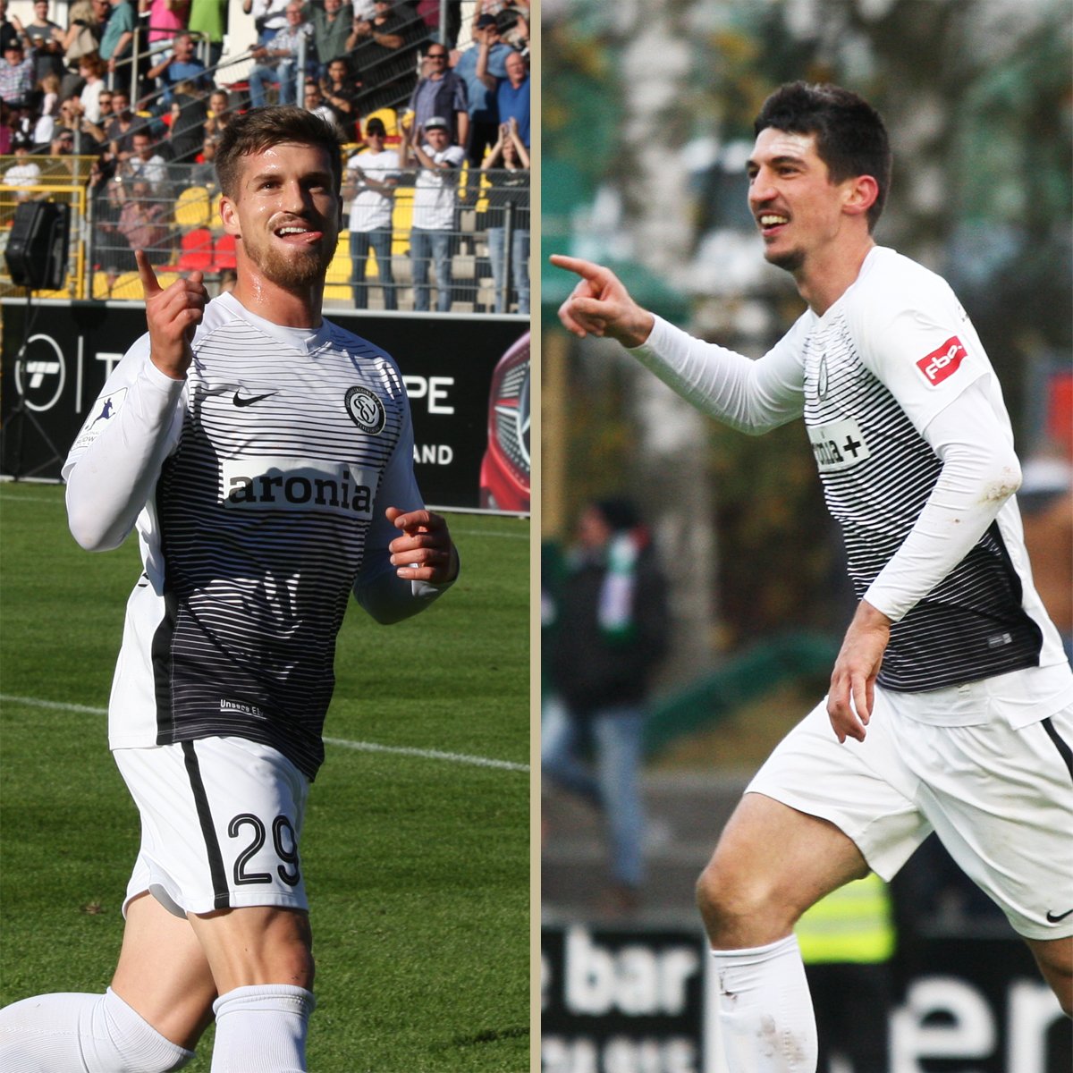 SV07Elversberg's tweet photo. Schöne News! ⚫️⚪️ Marco #Kofler und Julius #Perstaller verlängern ihre Verträge frühzeitig und bleiben über diese Saison hinaus in Elversberg! ⚽️ Zu den Infos 👉🏽 https://t.co/jYyDuKSaBh #UnsereElv https://t.co/u6z3O3TY3U