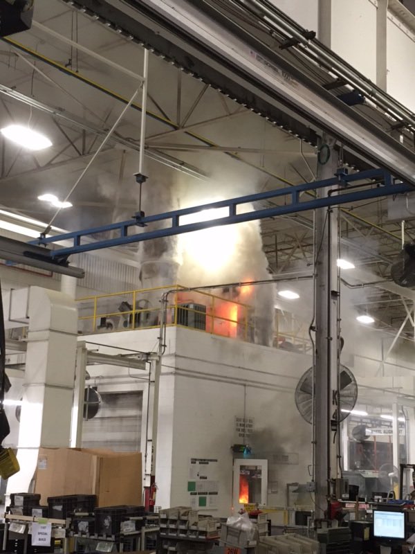 CTInvestigates's tweet image. @PennFire just sent over this photo of what the fire looked like inside AM General. I'm speaking to the Fire Battalion Chief shortly.