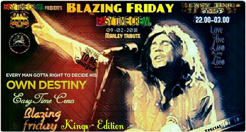 EasytimeCrew's tweet image. BLAZING FRIDAY -KINGS EDITION
friday feb 9th in Cafe the Zen
Special tribute to King "Marley"
m.facebook.com/events/1971166…

m.facebook.com/EASYTIMECREW/
m.facebook.com/djewasound/

#bobmarley #wailers #kingofreggae #onelove #easyskanking #tribute
#rootsreggae #rootsrockreggae #party #parties