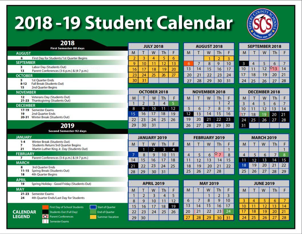 Here's our 2018-19 School Year Calendar! 